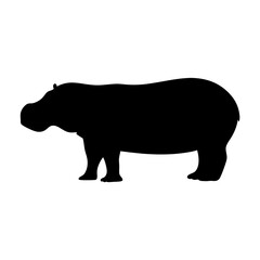 hippo black silhouette icon - perfect for designs about jungle animals hippo nature, wildlife, rainforest, vector art