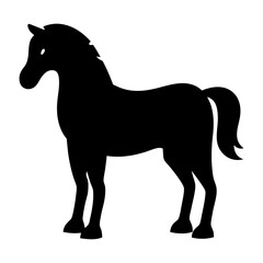 horse black silhouette icon - perfect for designs about jungle animals horse nature, wildlife, rainforest, vector art