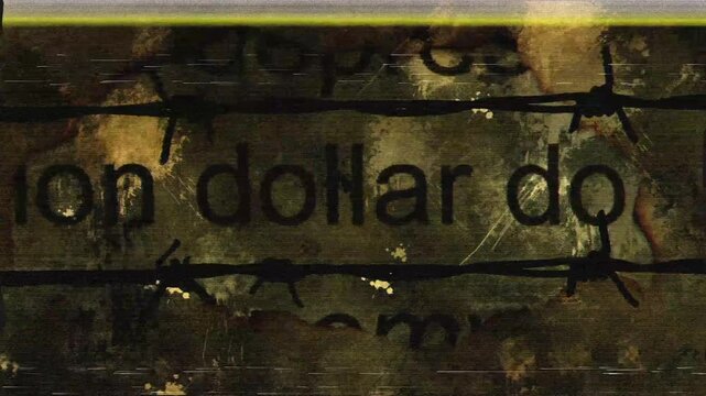Dollar against barbwire grunge concept glitch effect