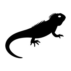 Naklejka premium iguana black silhouette icon - perfect for designs about jungle animals iguana nature, wildlife, rainforest, vector art