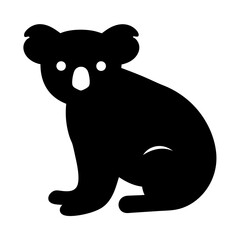 koala black silhouette icon - perfect for designs about jungle animals koala, nature, wildlife, rainforest, vector art