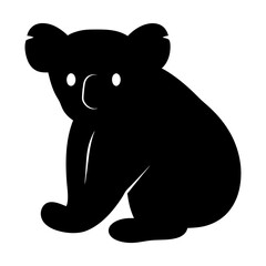 koala black silhouette icon - perfect for designs about jungle animals koala nature, wildlife, rainforest, vector art