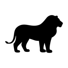 lion black silhouette icon - perfect for designs about jungle animals lion nature, wildlife, rainforest, vector art