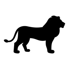 lion black silhouette icon - perfect for designs about jungle animals lion nature, wildlife, rainforest, vector art