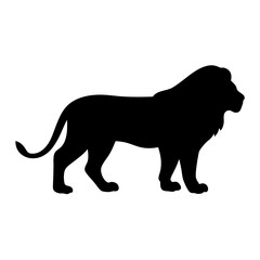 lion black silhouette icon - perfect for designs about jungle animals lion nature, wildlife, rainforest, vector art