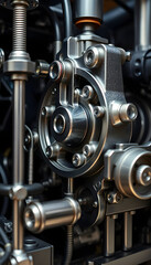 Fototapeta premium close up view of a machine with many gears