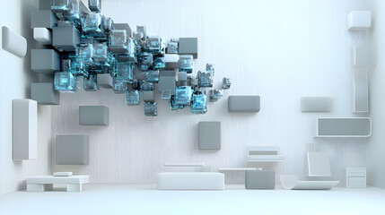 Abstract Geometric 3D Cubes Interior Design