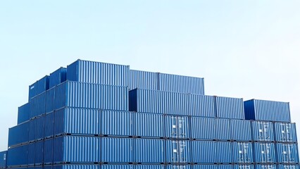 Stack of Colorful Shipping Containers at Sunset