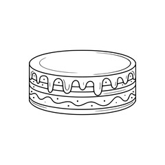 Black and White Cake Illustration, Doodle Style