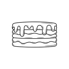 Pancake Stack with Drizzling Syrup: Minimalist Line Art Illustration