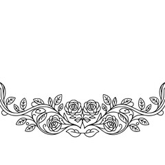 Elegant Black Floral Border Element on White Background