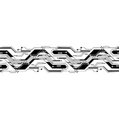 Abstract Circuit Board Graphic with Geometric Design on White