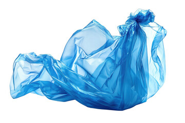 Abstract Light Blue Crumpled Plastic Bag on Transparent Background