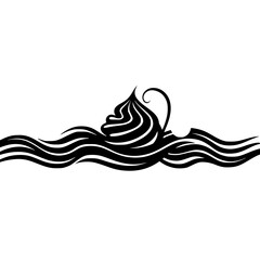 Abstract Waves and Pearl: Elegant Black and White Vector