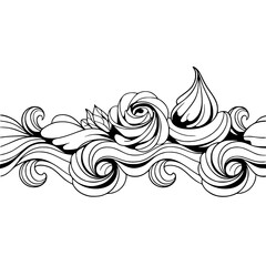 Swirling Decorative Floral Pattern in Black & White