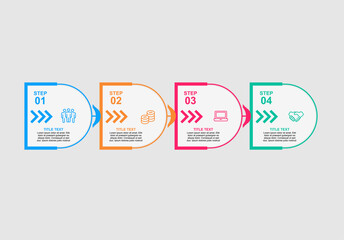 Modern text box template, infographics banner Four steps infographic template
