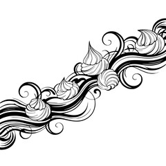 Elegant Vector Floral Pattern with Whipped Cream Motifs