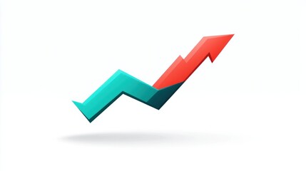 Upward Trend Graph Icon Red and Teal Arrow Symbolizing Growth Success and Positive Momentum