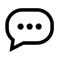 Minimalist speech bubble icon with three dots representing chat interface and typing - concept of conversation chatbot dialog communication ux