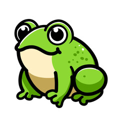 Illustration of vector design of a frog cartoon, frog icon, frog logo, is very good as a sticker, with a plain background.