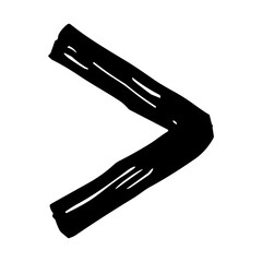 Obraz premium Hand-drawn greater-than sign icon representing comparison or logic operator - concept of programming math interface data priority structure