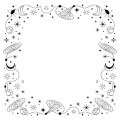 Celestial Frame: Minimalist Space Elements in Black & White
