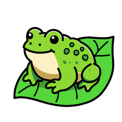 Illustration of vector design of a frog on leaves, frog icons, frog logos, very good as a sticker, with a plain background.