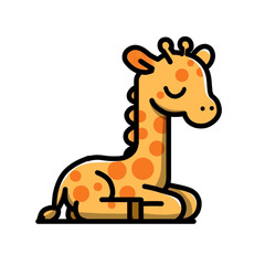 Illustration of vector design of a giraffe is sleeping, the giraffe icon, the giraffe logo, is very good as a sticker, with a plain background.
