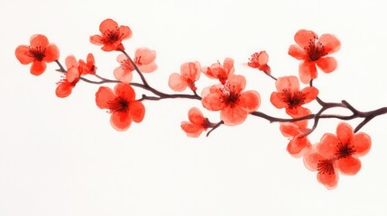 Naklejka premium Red flowers on a branch