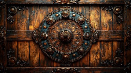 Fototapeta premium Intricate mandala carved wood floral high resolution background