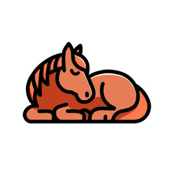 Illustration of vector design a horse is sleeping, horse icon, horse logo, very good as a sticker, with a plain background.