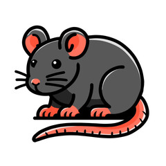 Illustration of a mouse vector design, rat icon, rat logo, is very good as a sticker, with a plain background.