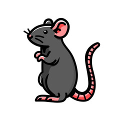 Illustration of vector design of a mouse is standing, mouse icon, rat logo, very good as a sticker, with a plain background.
