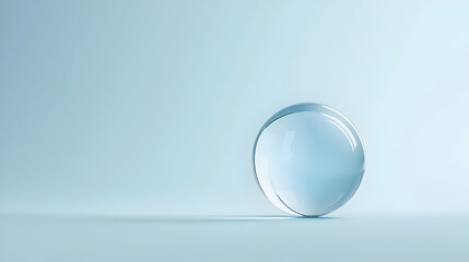 Clear Glass Sphere On Light Blue Background