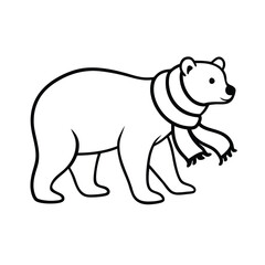 Silhouette of Polar Bear with Scarf Walking in Snow