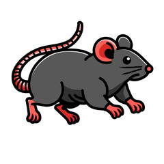 Illustration of vector design of a rat is running, mouse icon, rat logo, very good as a sticker, with a plain background.