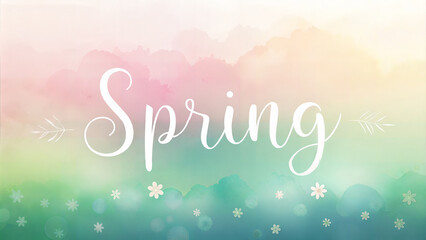 Spring Watercolor Background With Floral Accents And Elegant Script Typography