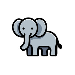 Illustration of vector design of a simple elephant image, elephant icon, elephant logo, is very good as a sticker, with a plain background.