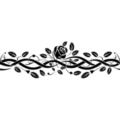Elegant Black Rose and Vine Silhouette Border Design