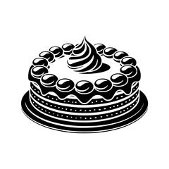 Black and White Cake Illustration: Celebration, Design Element