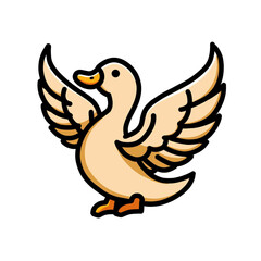 Illustration of vector design of a swan is flapping its wings, goose icons, goose logos, very good as a sticker, with a plain background.