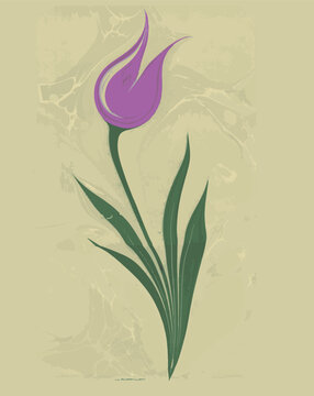 Marbling art tulip, hyacinth, flower drawing vector. Marbling art traditional turkish ottoman art. Ebru	