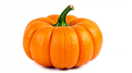 Obraz premium A perfect plump pumpkin, ready for autumn's harvest, glowing with vibrant orange against a bright white background.