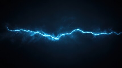 Blue lightning strike in dark sky