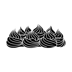 Vector Whipped Cream Swirls - Black & White Graphic Design Element
