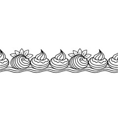 Floral Ornamental Border Element in Black and White