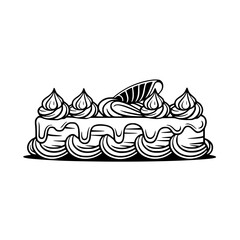 Elegant Cake Illustration: Vintage Bakery Design in Black and White