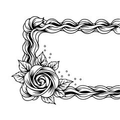 Fototapeta premium Elegant Rose Frame Illustration: Black and White Floral Design