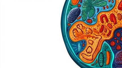 dynamic microbial community diagram, intricate details and bright colors, clean design, no text,