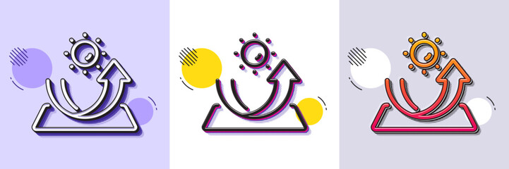 Sun protection line icon. Halftone dotted pattern. Gradient icon with grain shadow. Uv protect sign. Sunscreen effect symbol. Line sun protection icon. Various designs. Vector